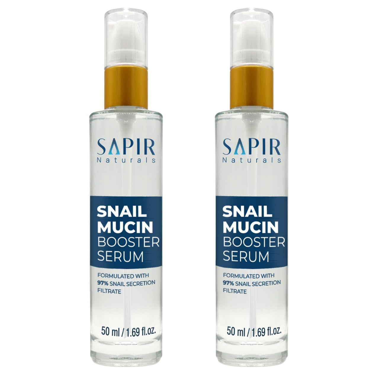 Snail Mucin Serum Repair Booster Serum 50Ml - Formulated with 97% Snail Secretion Filtrate - Facial Skin Care Products Face Serum for Women with Hyaluronic Acid - anti Aging Serum - (2 Pack)
