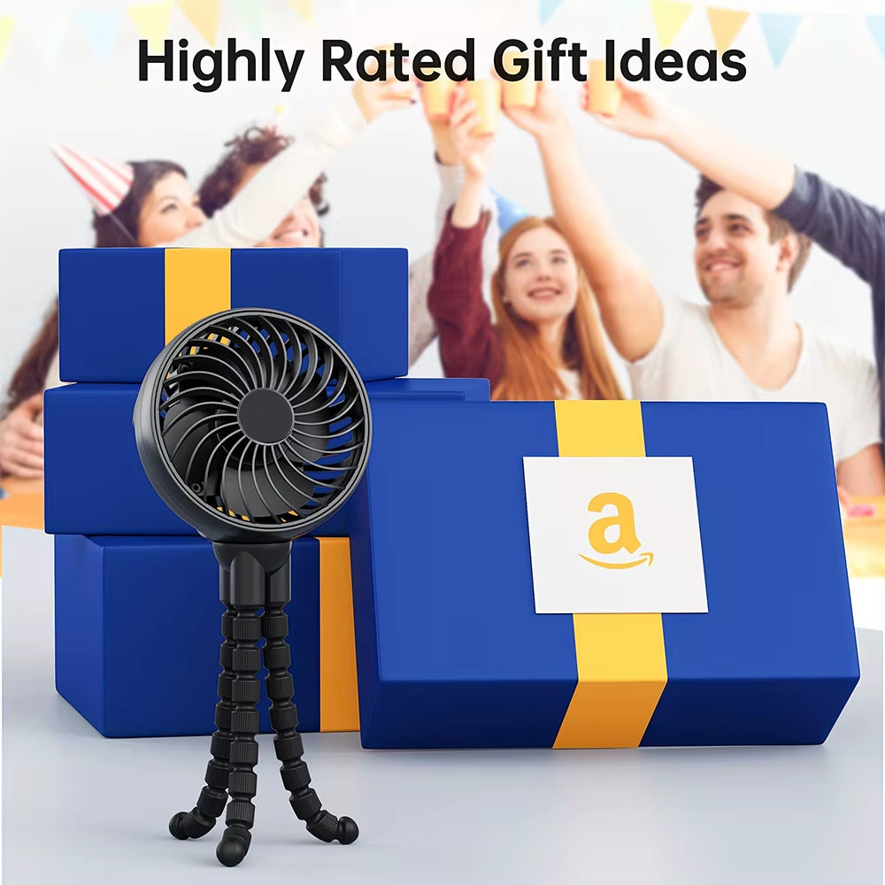 2025 NEW Mini Portable Fan, Battery-Powered Clip Fan, Rechargeable 360° Rotatable Flexible Handheld Desktop Fan
