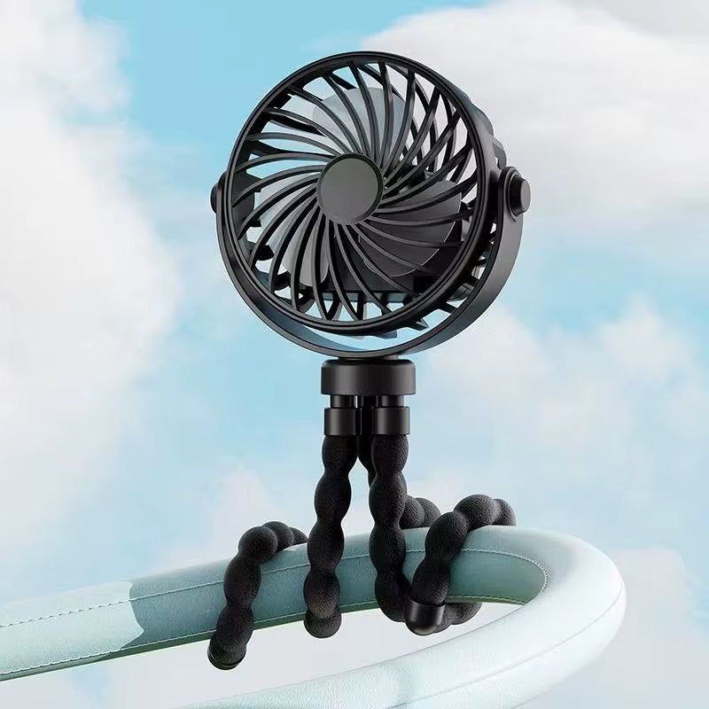 2025 NEW Mini Portable Fan, Battery-Powered Clip Fan, Rechargeable 360° Rotatable Flexible Handheld Desktop Fan