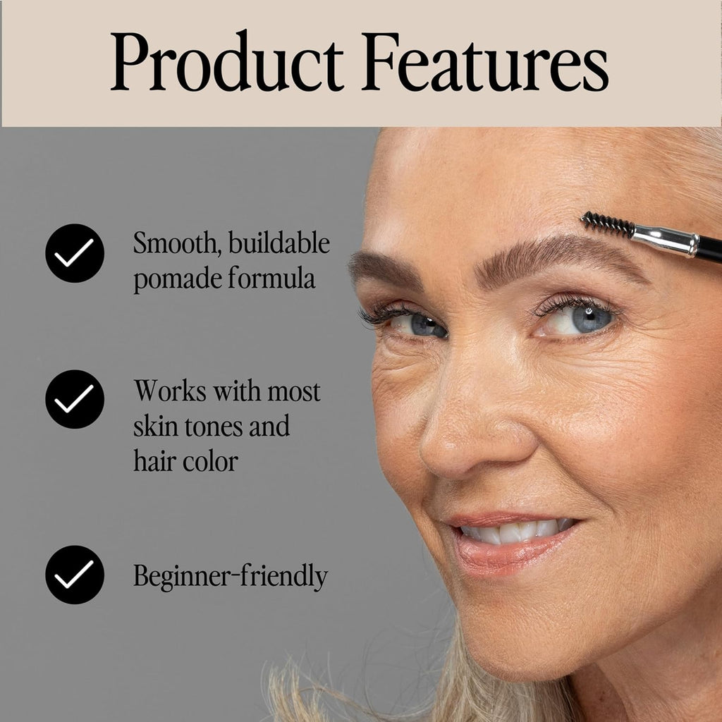 Universal Eyebrow Pencil – Dual-Ended Design with Precision Tip & Spoolie, Matte Finish, Waterproof, Easy to Use, Vegan & Cruelty-Free for Perfectly Defined Brows