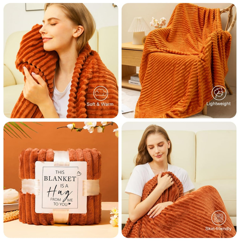 Grandma Christmas Gifts Basket,Orange Birthday Gifts for Mom Women Her Girlfriend Wife Coworker W/Fall Cozy Socks& Blanket,Autumn Self Care Package Bath Set,Thanksgiving, Christmas Gifts Box for Women