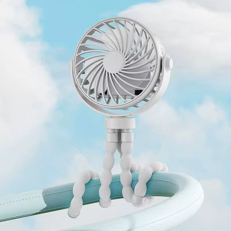 2025 NEW Mini Portable Fan, Battery-Powered Clip Fan, Rechargeable 360° Rotatable Flexible Handheld Desktop Fan